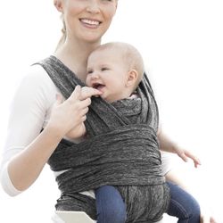 Boppy Baby Carrier - ComfyFit, Heathered Gray, Hybrid Wrap, 3 Carrying Positions, 0m+ 8-35lbs, Soft Yoga-Inspired Fabric with Integrated Storage Pouch