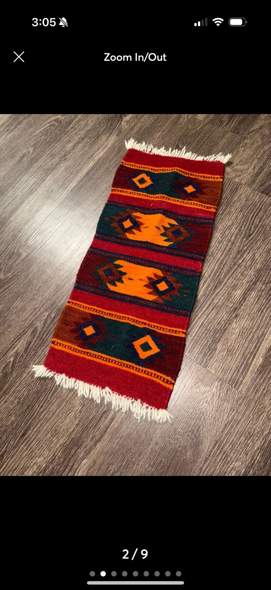 Zapotec hand loomed vintage Mexico rug