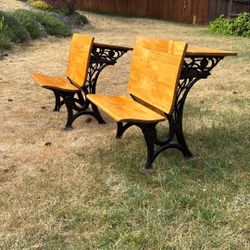 Beautiful Pair Vintage School Desks