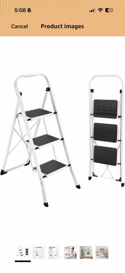 3-Step Folding Step Ladder White Steel