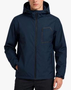 Mens (L) Lightweight Hooded Windbreaker Waterproof Rain Jacket Hiking