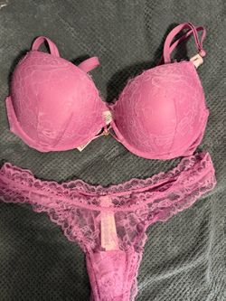 Pink Lace Bra and Thong Set 36c /l