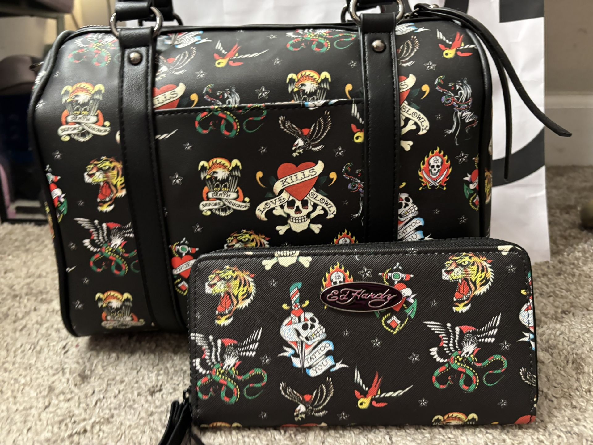 Ed Hardy Satchel bag w/ Wallet