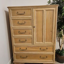 Bernhardt Pickled Oak Chifferobe 