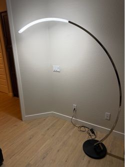 Modern LED Arc Floor Lamp – Polished Chrome/Nickel – Marble Base