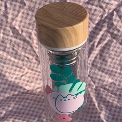 New Pusheen Glass Tea Infuser Glass Bottle with Box