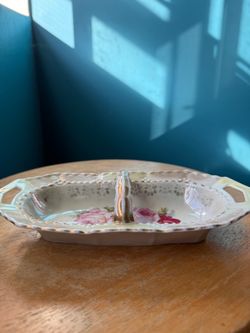Vintage IPF German Porcelain Handled Dish