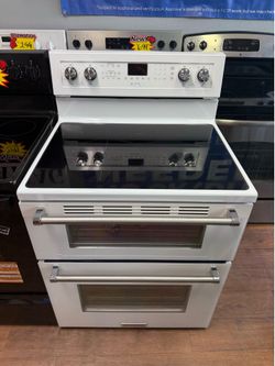 White Kitchenaid Double Oven Electric Range with Convection