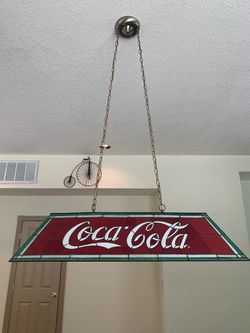 Vintage Coca Cola Stained Glass Light Fixture