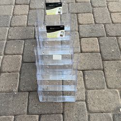 3x Deflecto 3-Compartment Docuholder, Magazine Size, 9.5w X 6.25d X 12.63, Clear