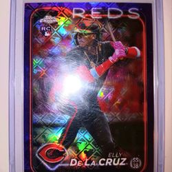 2024 TOPPS CHROME ELLY DE LA CRUZ PURPLE LOGOFRACTOR VARIATION ROOKIE BASEBALL CARD /250