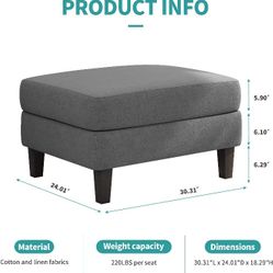 Mecor Ottoman 30 Inches Fabric Bench Couch Furniture For Living Room Gray Sofa 