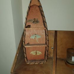 Hand Crafted Amish Boat With Giant Real Moths $35