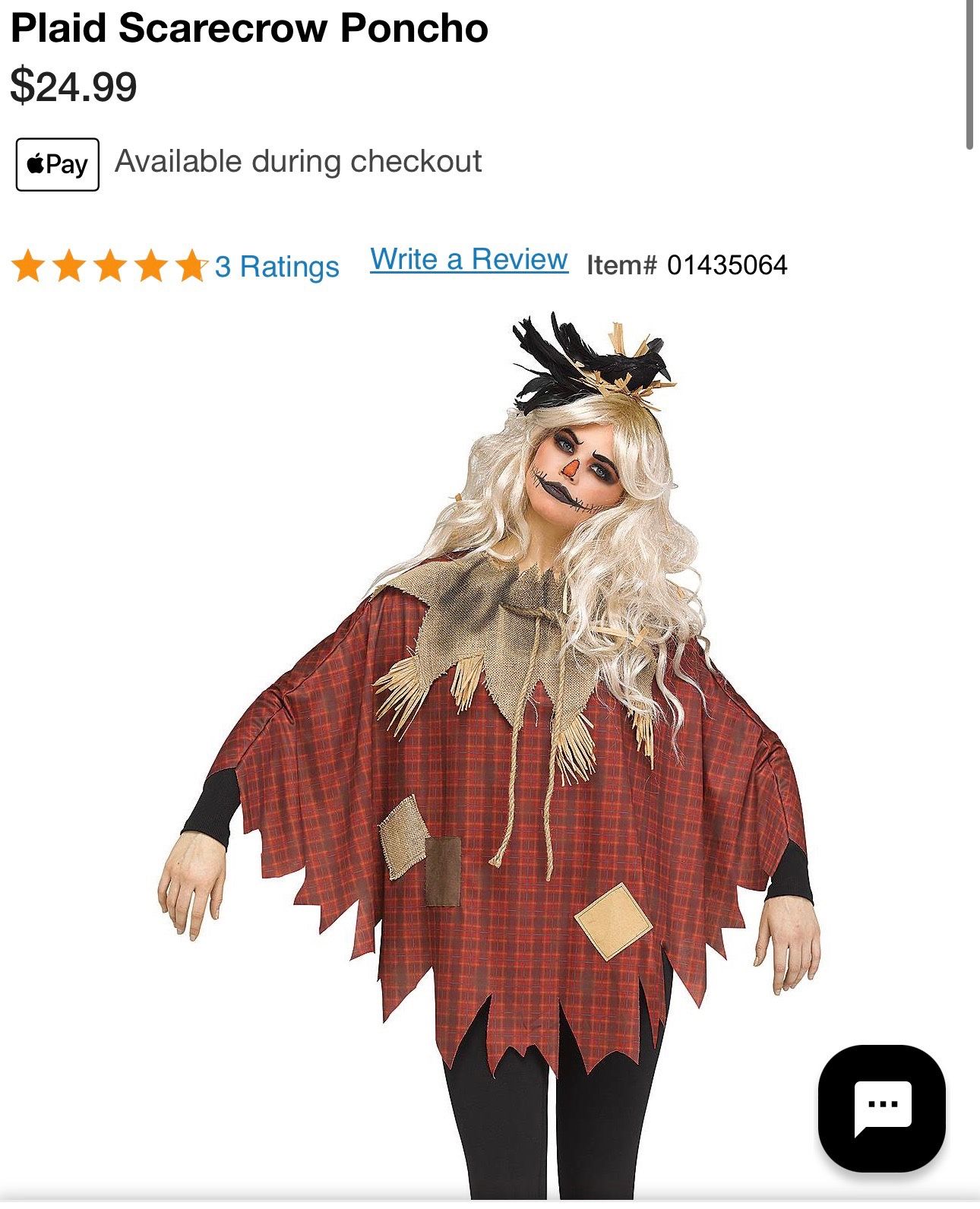 Plaid Scarecrow Poncho with scarecrow headband