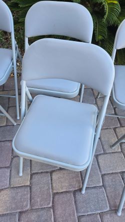5 Cosco Gray metal frame chairs