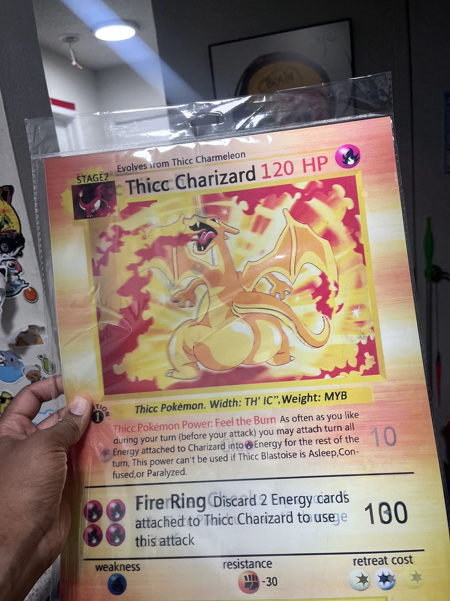 thicc charizard pokemon card Jumbo 5x7 Thicc Gold Metal Thicc Pikachu/Thicc Charizard 3D Holographic
