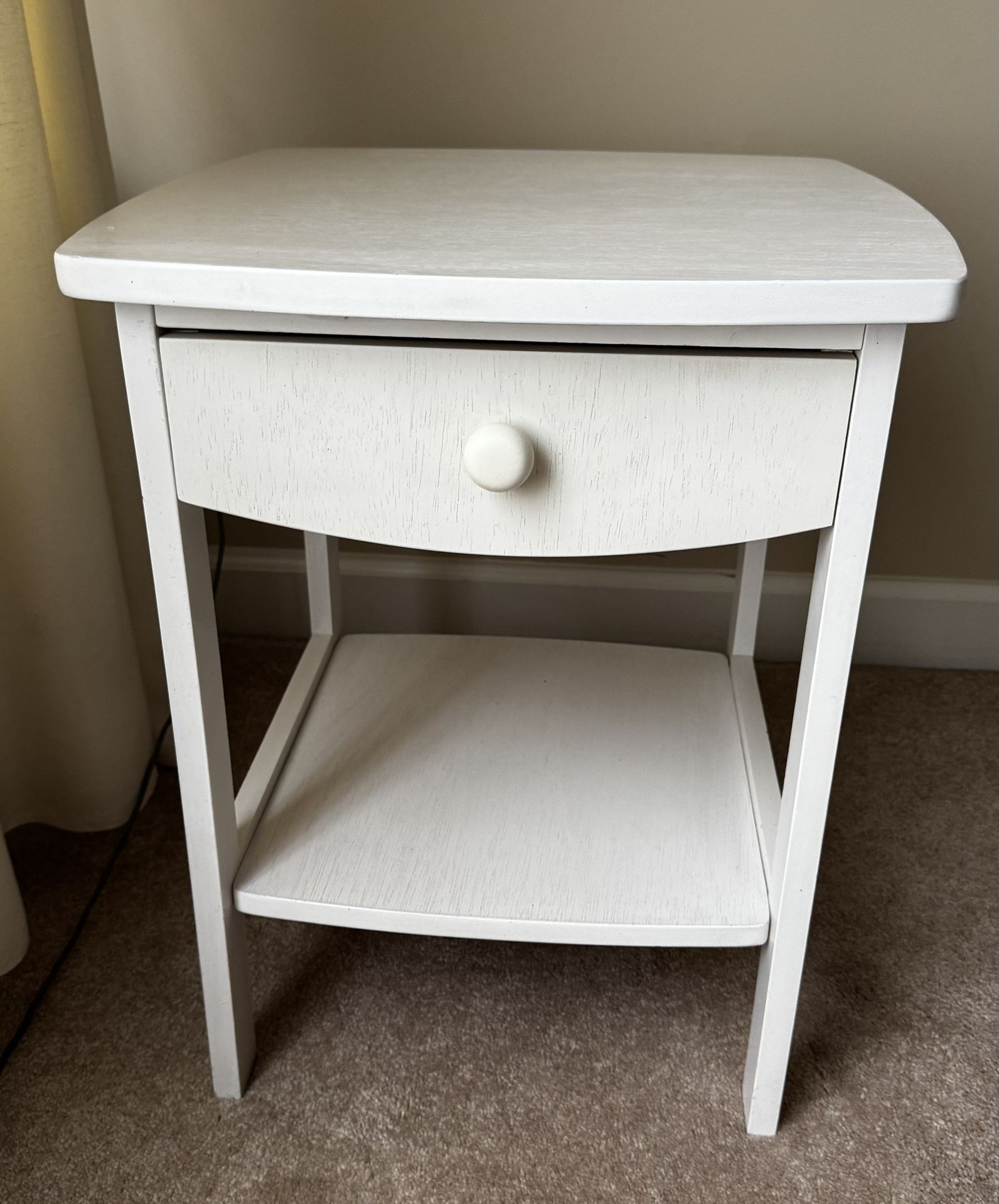 White Wooden Night Stand / End Table