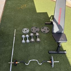 Dumbbells, Plates Bench Press 