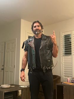 Vintage Studded Punk Rocker Leather Vest – 80s Biker Costume / Stage Wear 