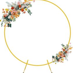 5FT Wedding Arch Gold Metal Round Backdrop Stand Circle Balloon Arch Frame Wedding Arches for Ceremony Birthday Party Baby Shower Anniversary