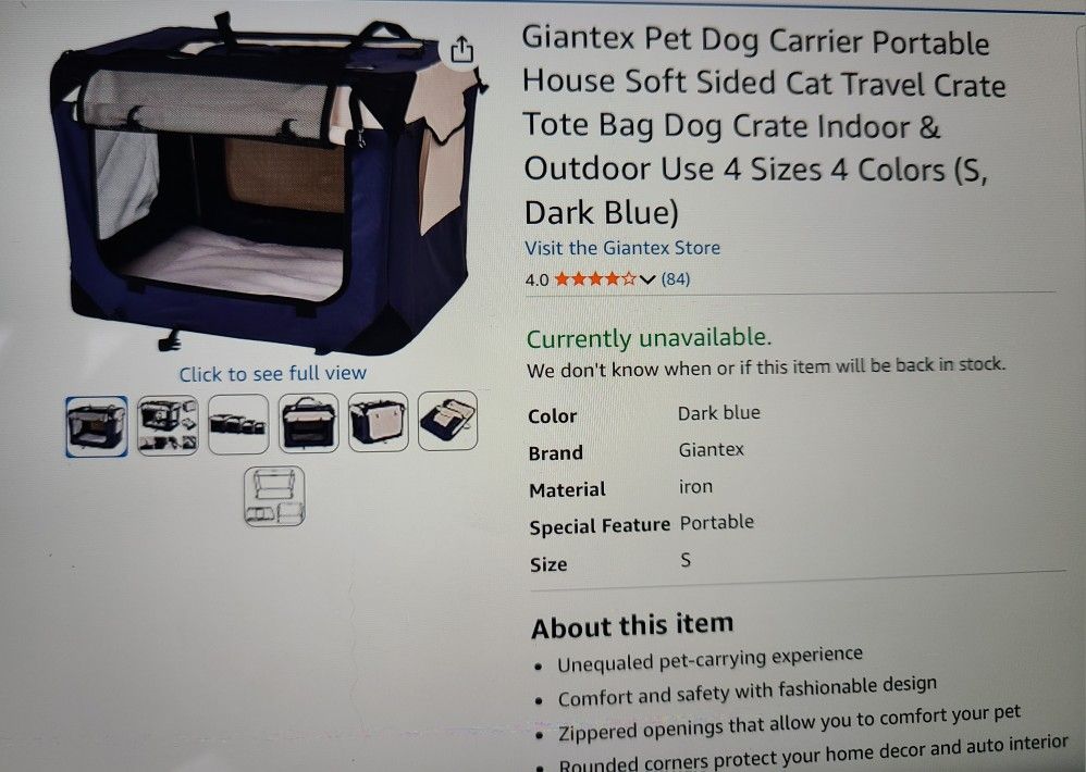 Dog Carrier Portable House Cat Travel Crate
