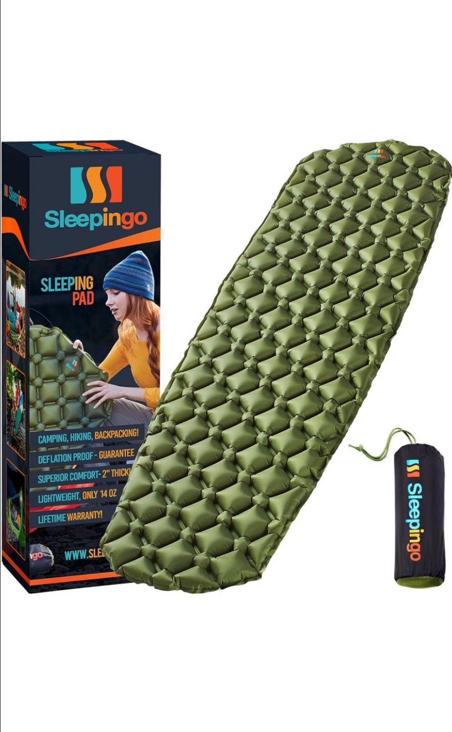 Large Sleeping Pad for Camping - Ultralight Sleeping/Camping Mat for Backpacking - Camping Pad - Lightweight, Inflatable & Compact Camping Air Mattres
