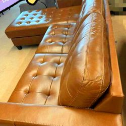 Real Leather 2 Pieces Sectional Sofa| Home Decor Gift 