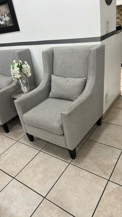 2 Set Grey armchair with upholstered 