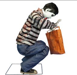 Party City 3 Ft Crouching Zombie Child Animatronic – Light-Up Halloween Prop
