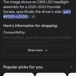 2020-2023 Hyundai Sonata Front Headlights New