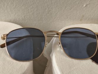 Oliver's People Gold Frame Sunglasses with Blue Lenses