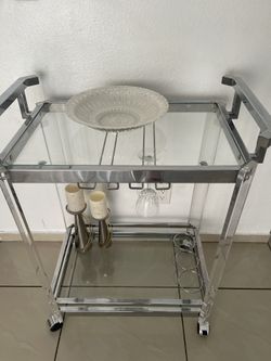 Acrylic And Stainless Steel Bar Cart