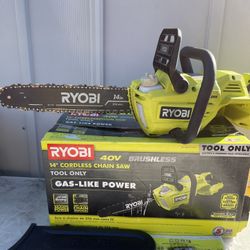 RYOBI 40V Brushless 14 in. Cordless Battery Chainsaw (Tool Only