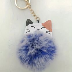 Kitty Pom Pom Plush Keychain