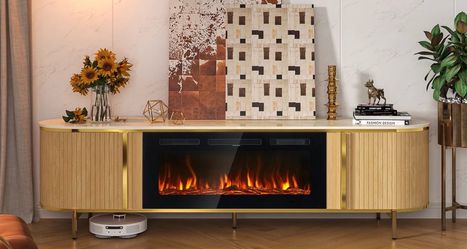 Luxury 70" Fluted Fireplace tv stand