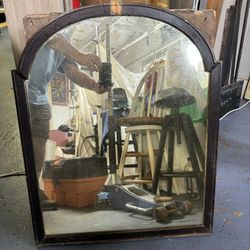 Vintage Oval Wooden Mirror 