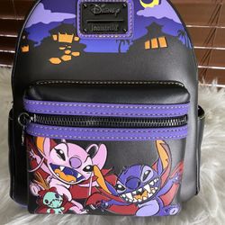 Disney Loungefly Stitch And Angel Mini Backpack And Wallet Bundle