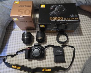 Nikon D3500 DSLR Camera Bundle - 18-55mm VR + 50mm f/1.8G Lens
