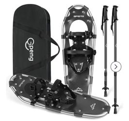 BRAND NEW Light Weight Aluminum Snow Shoes with Trekking Poles, Crampon Protector and Carrying Tote Bag
