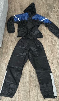 Black & Blue Windbreaker Pants Set - Lightweight Rain Shell NWOT Size L