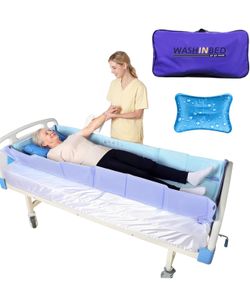 Wash in Bed – Portable Folding Shower Mattress with Drainage System & Water Pillow, Bedside Bathing Aid for Elderly & Bedridden Patients