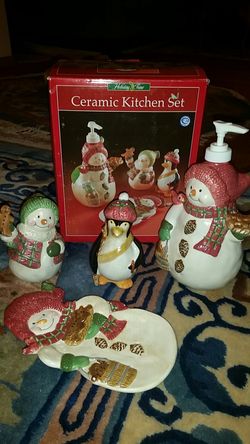 Holiday time ceramic kitchen set Christmas