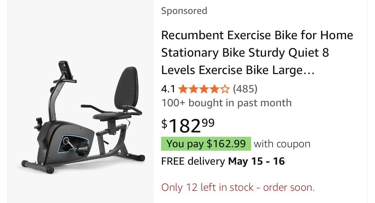 Recumbent Exercise Bike Stationary