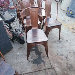 Steel chairs with wood
