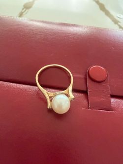 14K RING PEARL AND DIAMONDS SIZE 51/2