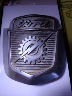 Rare Vtg OEM 1950's Ford Lightning ⚡ Bolt & Gear Hood Emblem