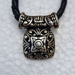 Premier Jewelry Charm Necklace With Black Rope Faux Leather Cord Lobster Claw