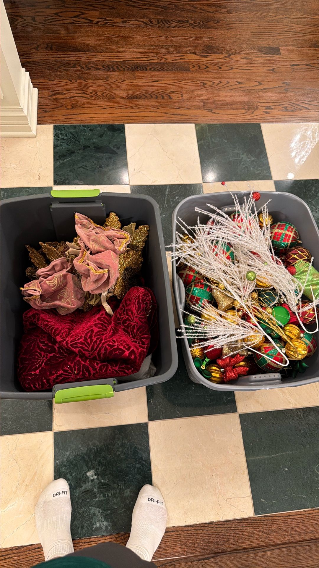 2 Bins Full Of Christmas Ornaments (USED) 