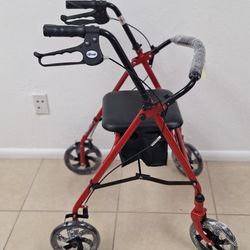 Red Rollator Walker W/ Seat-Great Condition