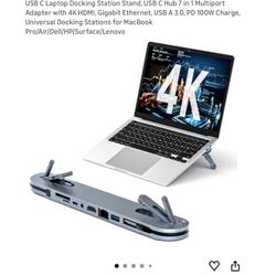 USB C Laptop Docking Station Stand, USB C Hub 7 in 1 Multiport Adapter with 4K HDMI, Gigabit Ethernet, USB A 3.0, PD 100W Charge, Universal Docking St